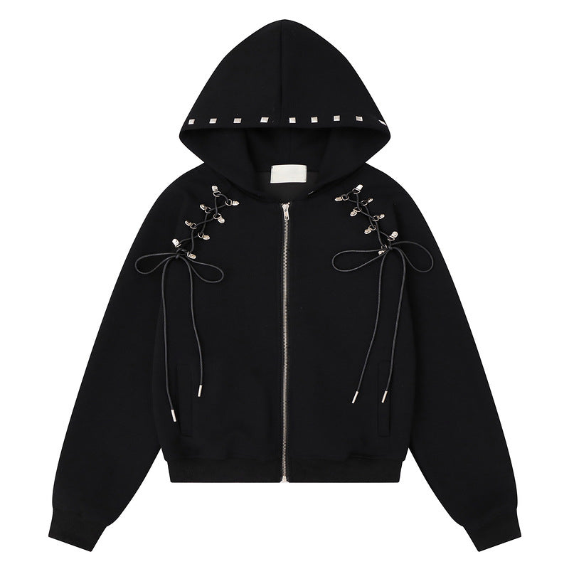 Double sided multi button tied bow jacket