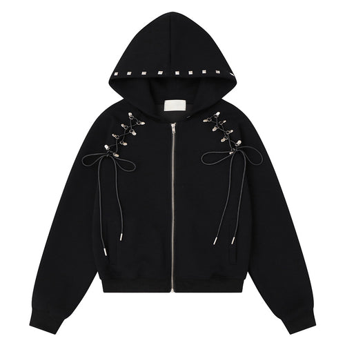 Double sided multi button tied bow jacket